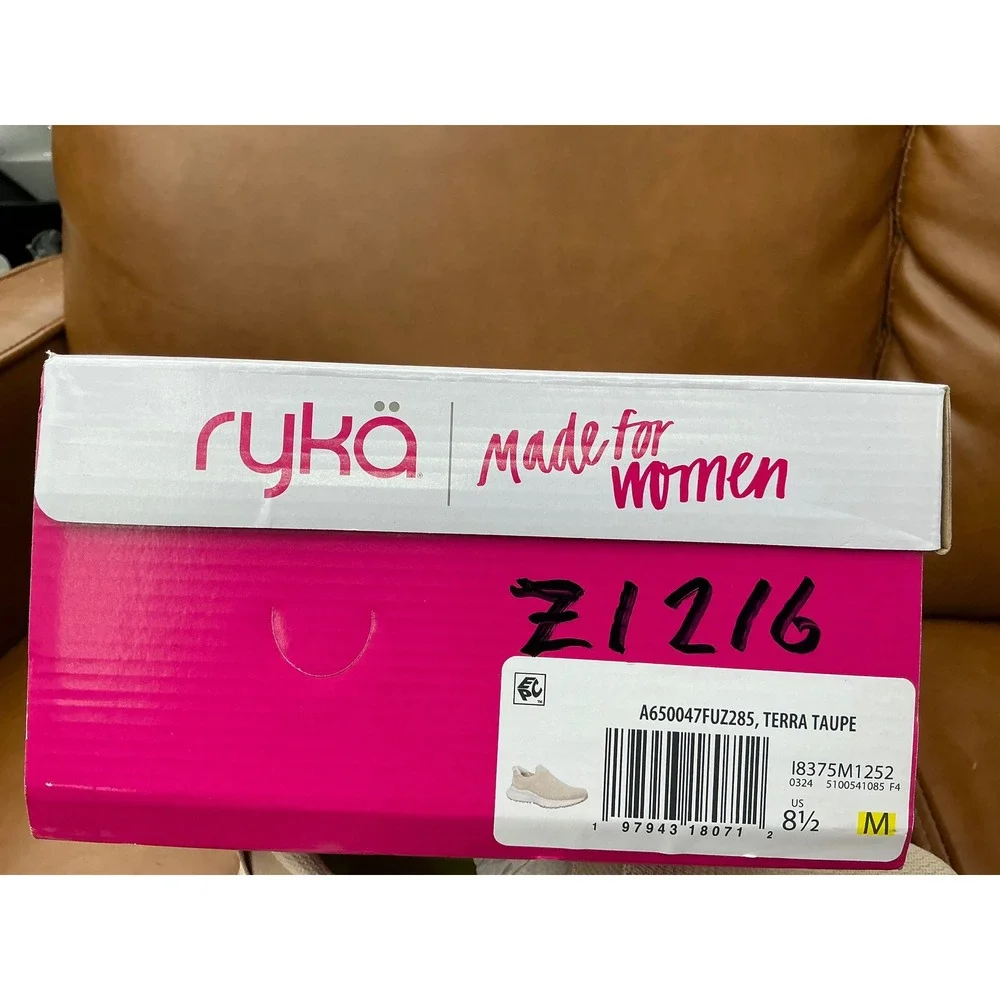 Ryka Jumpstart Walking Shoe Womens 8.5 Terra Taupe Slip On Sneaker